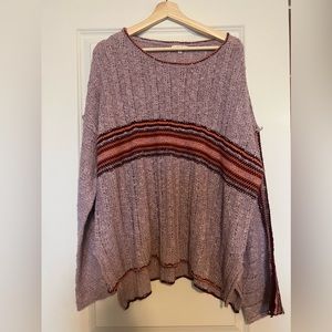 Easel pink sweater with red detail; Size 1X, worn once.